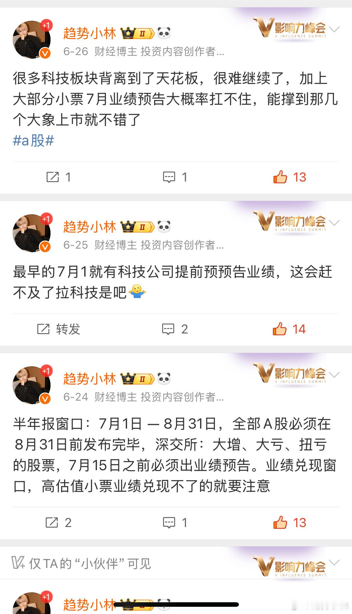 现在黑粉估计是没有了吧，那几天我预判科技7月1随着半年报预告得见顶，都来讽刺我等