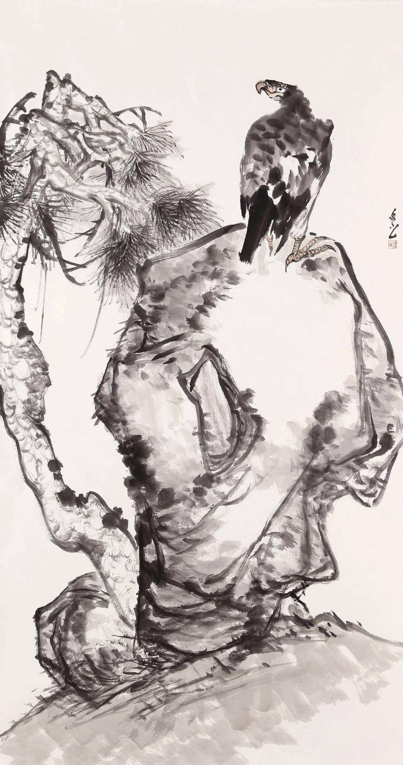 李易之《轩楹振羽惊蠹鱼》
180x97cm-纸本水墨-2024