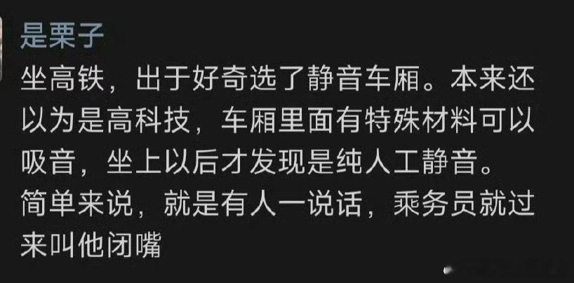 原来静音车厢的真谛是：用集体默契制造出“此处无声胜有声”的魔法，连空气都比别的车