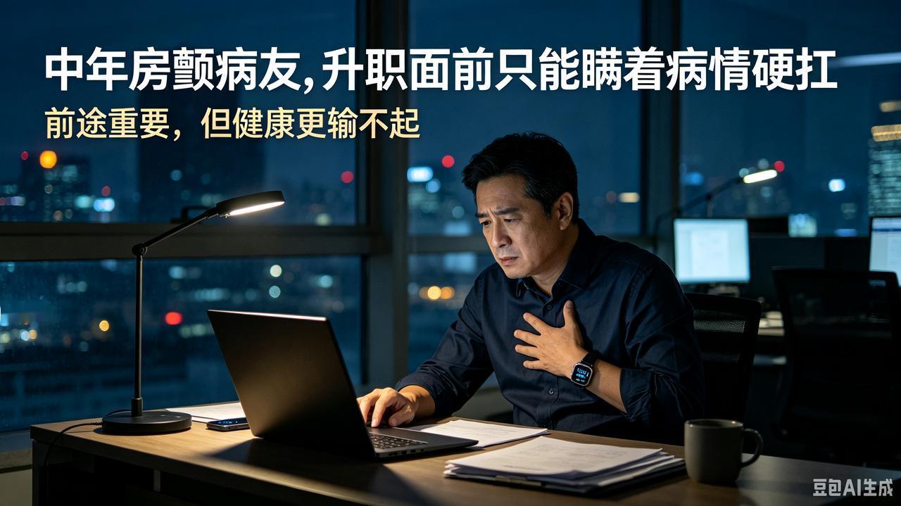 中年房颤病友：升职面前，只能瞒着病情硬扛！
 
人到中年最心酸的无奈：身体早已亮
