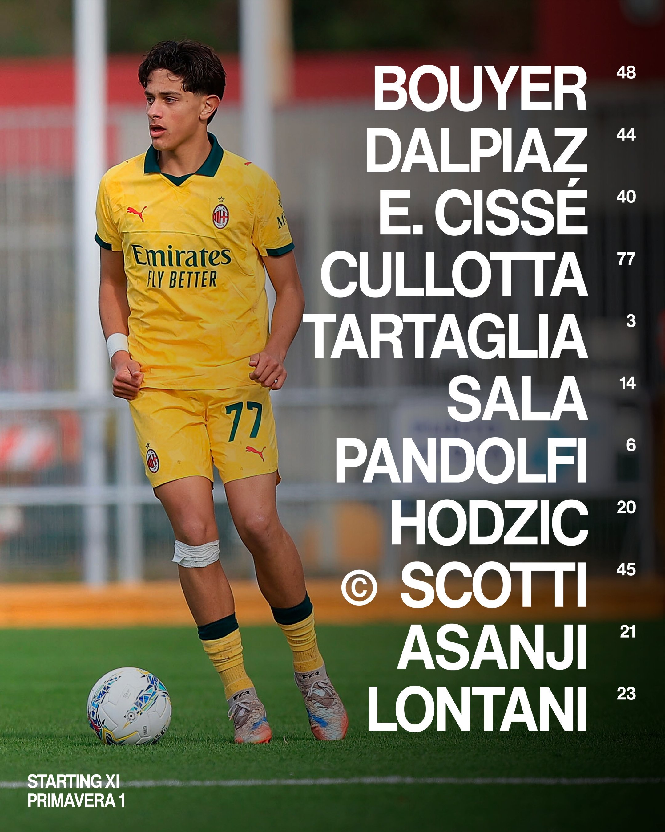 【首发阵容】 意甲 预备队联赛第28轮：🔴⚫️ 米兰预备队主场vs克雷莫纳预备