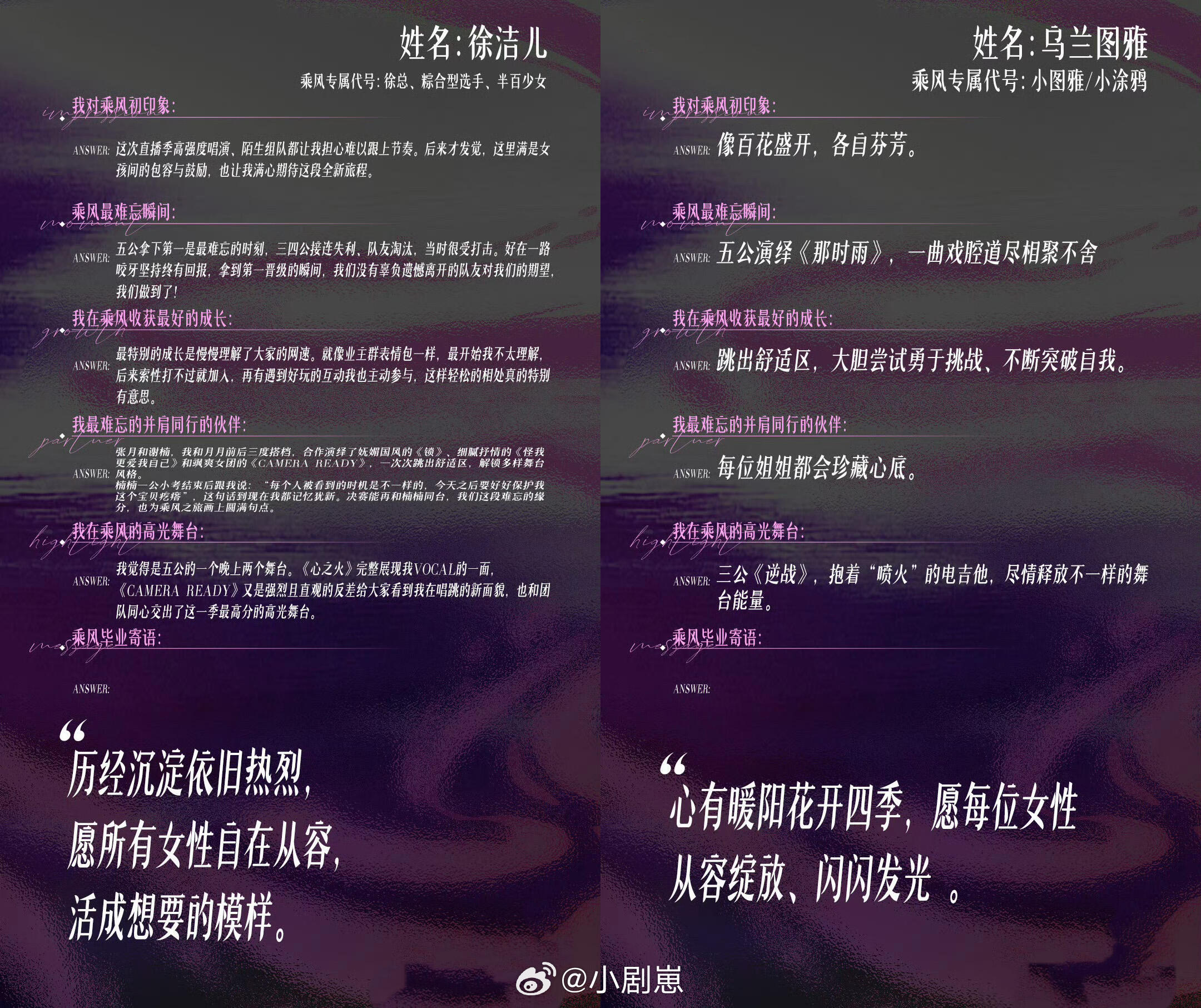 乘风破浪的姐姐浪姐进入决赛的23位姐姐的同学录合集庄法姐姐的已翻译乘风破浪的姐姐