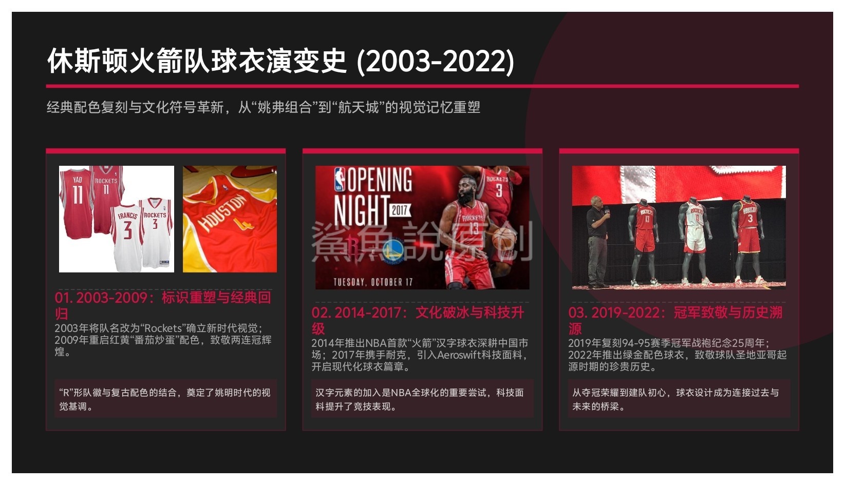 汇总了一下休斯顿火箭队历次发布新球衣的时间节点汇总。你们觉得哪一款最经典？火箭发