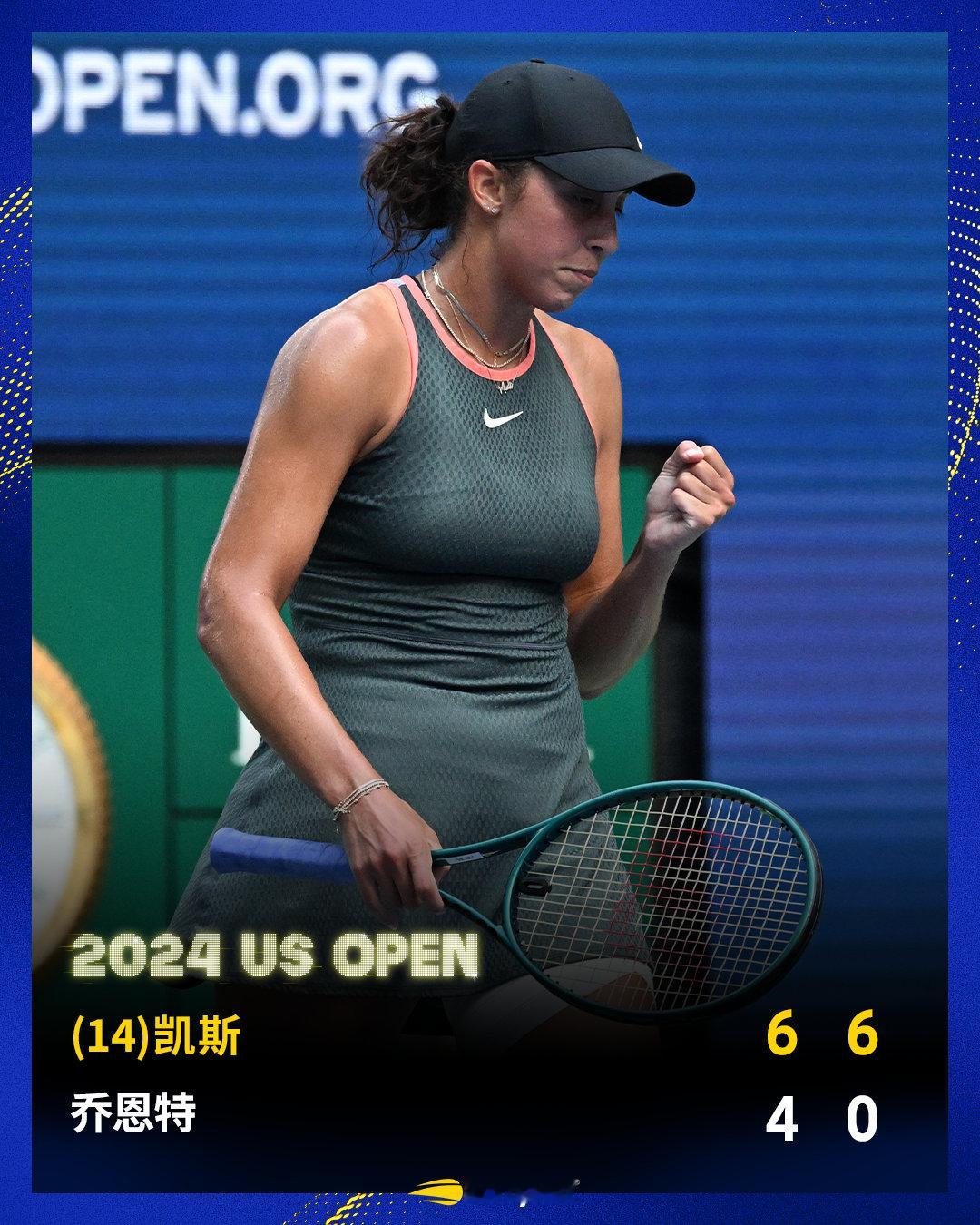 凯斯送蛋晋级🔥#美网2024#女单次轮，赛会14号种子凯斯6-4/6-0淘汰资