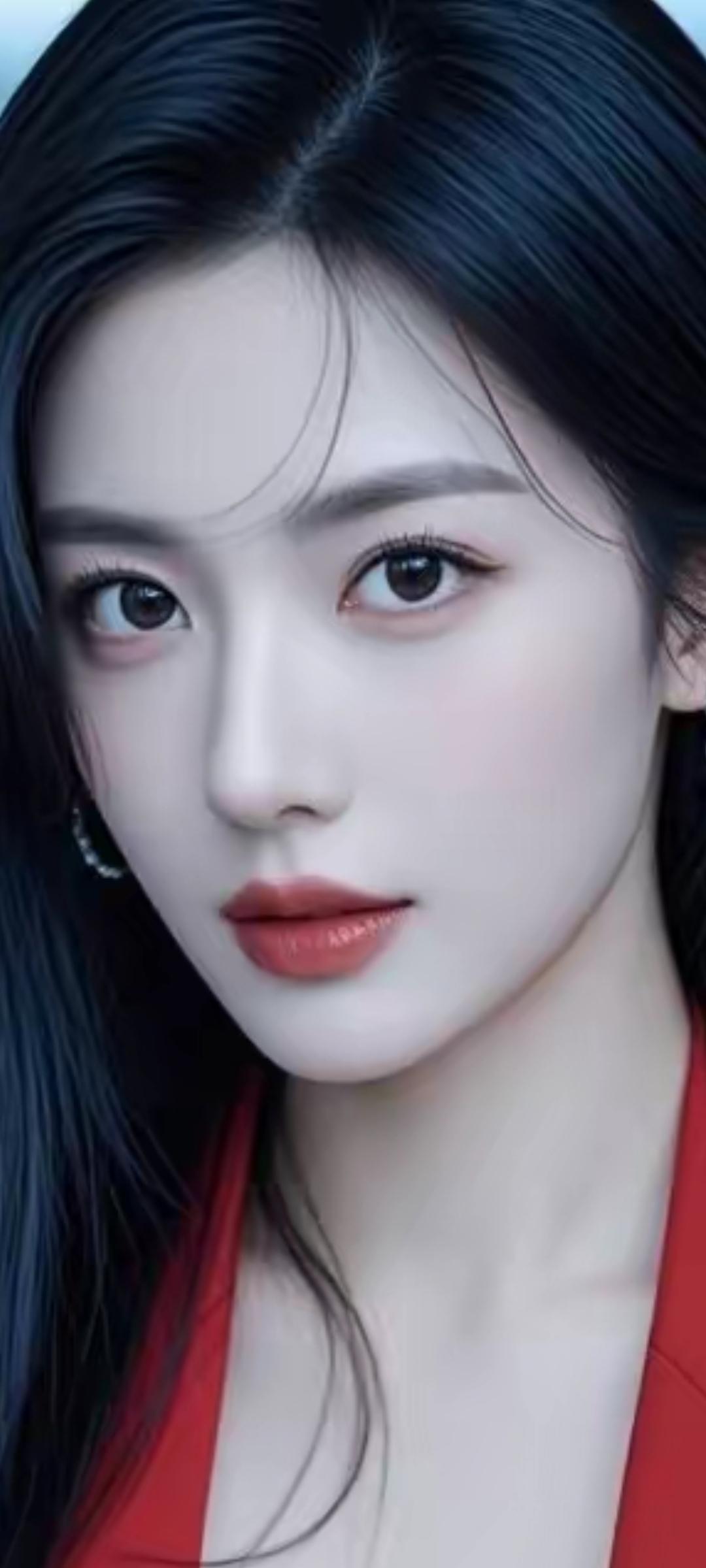 冷艳红唇，黑发如瀑，美得令人窒息！