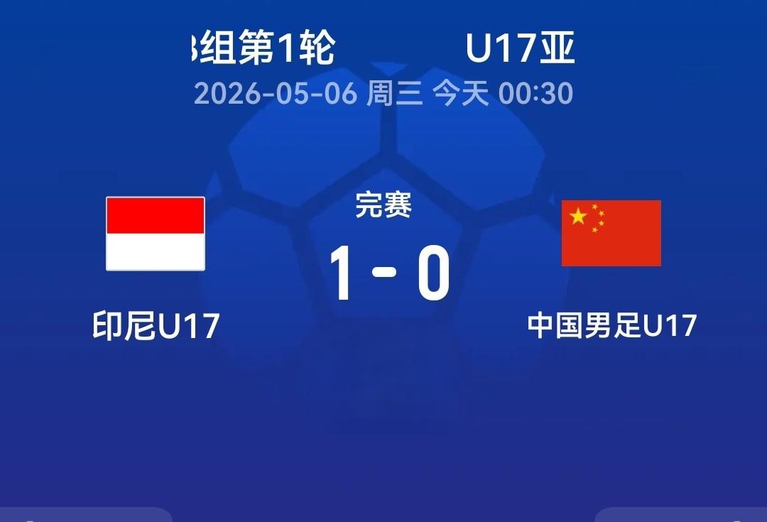 浮岛敏的昏招和球员的表现让中国队蒙羞。
U17亚洲杯B组第一轮，国足U17对阵印