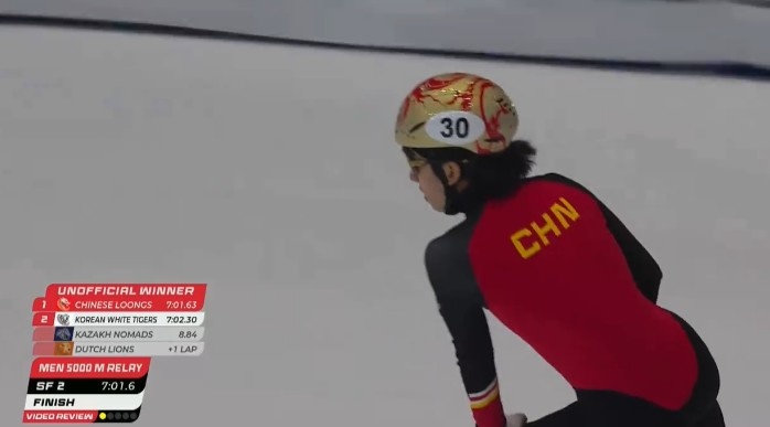 短道速滑世巡赛男子5000米接力：中国队晋级决赛，将和韩意加争冠