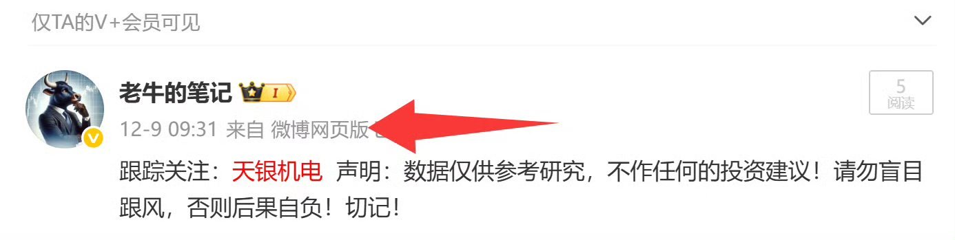 恭喜！恭喜！12月9日跟踪关注的：天银机电  今天又是大-涨！  