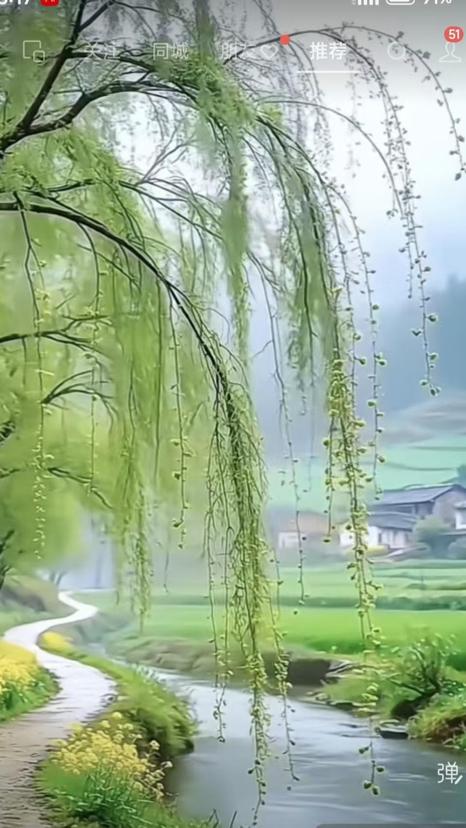 天净沙·溪山琴韵
清溪碧水粼粼，
轻烟柳色萌新，
远山卧似古琴。
风弹雅韵，
心