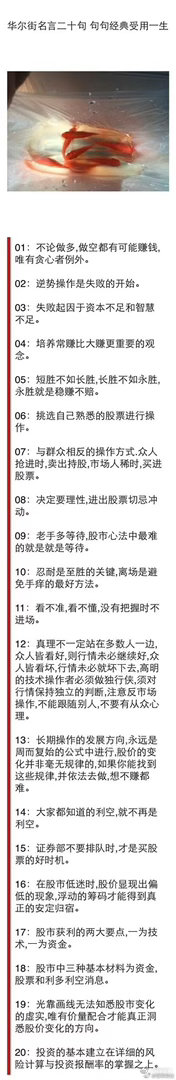 【华尔街著名的二十条投资语录】. 