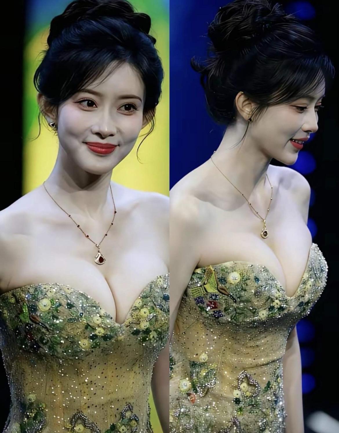 孟子义，好姣好的佳人！孟子义 抹胸礼服造型 美到发光 黄色礼服