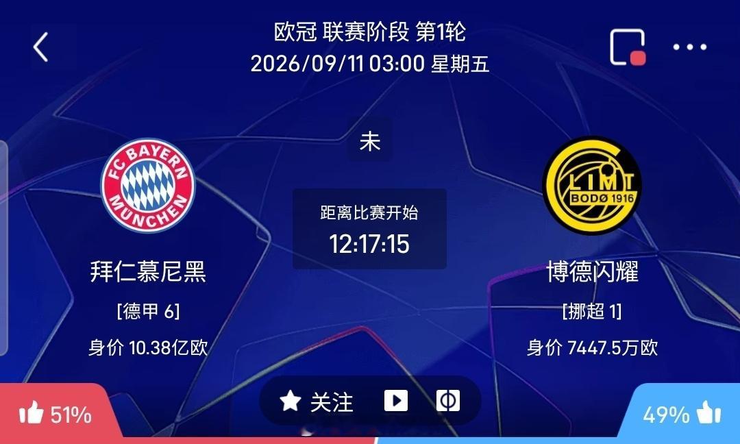 【足球】周四003欧冠方向：拜仁慕尼黑vs博德闪耀欧冠：拜仁慕尼黑VS博德闪耀时