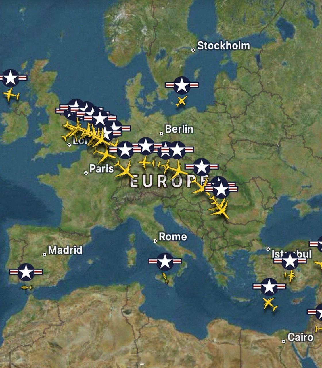 过去 24 小时内，大量美国空中加油机抵达中东和西亚地区。这是自 2003 年伊