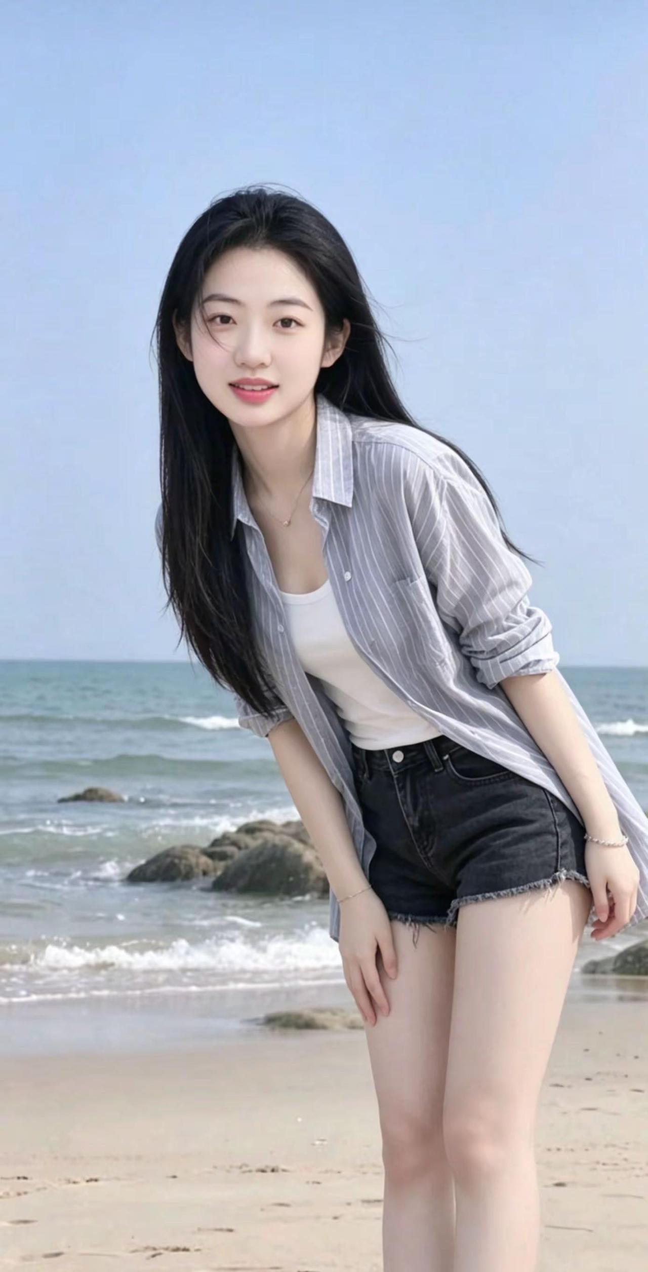 AI初恋感海边写真 ai创作