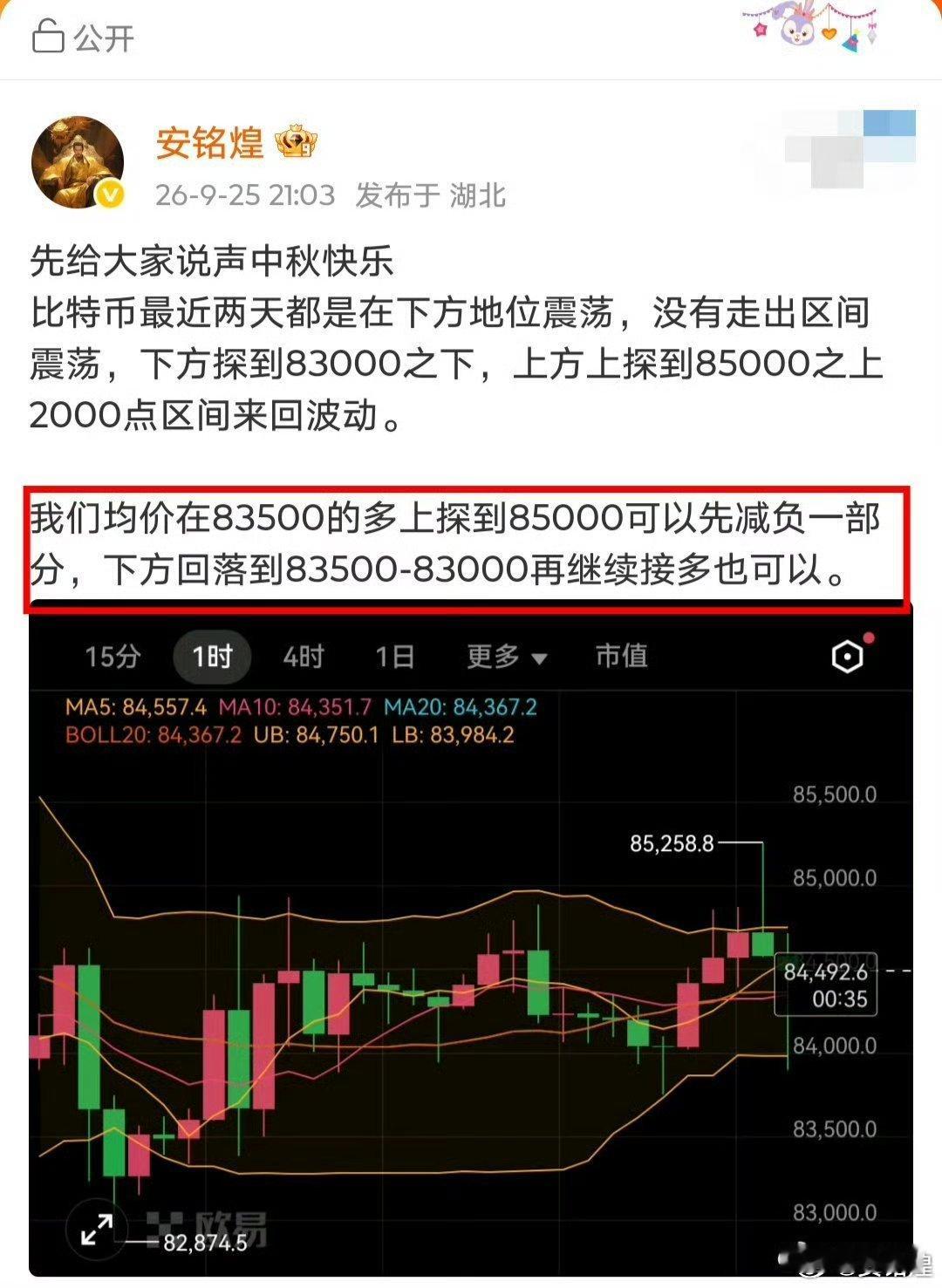 比特币我们强调过在83000/83500接哆，给到非常好的机会，减持看到8500