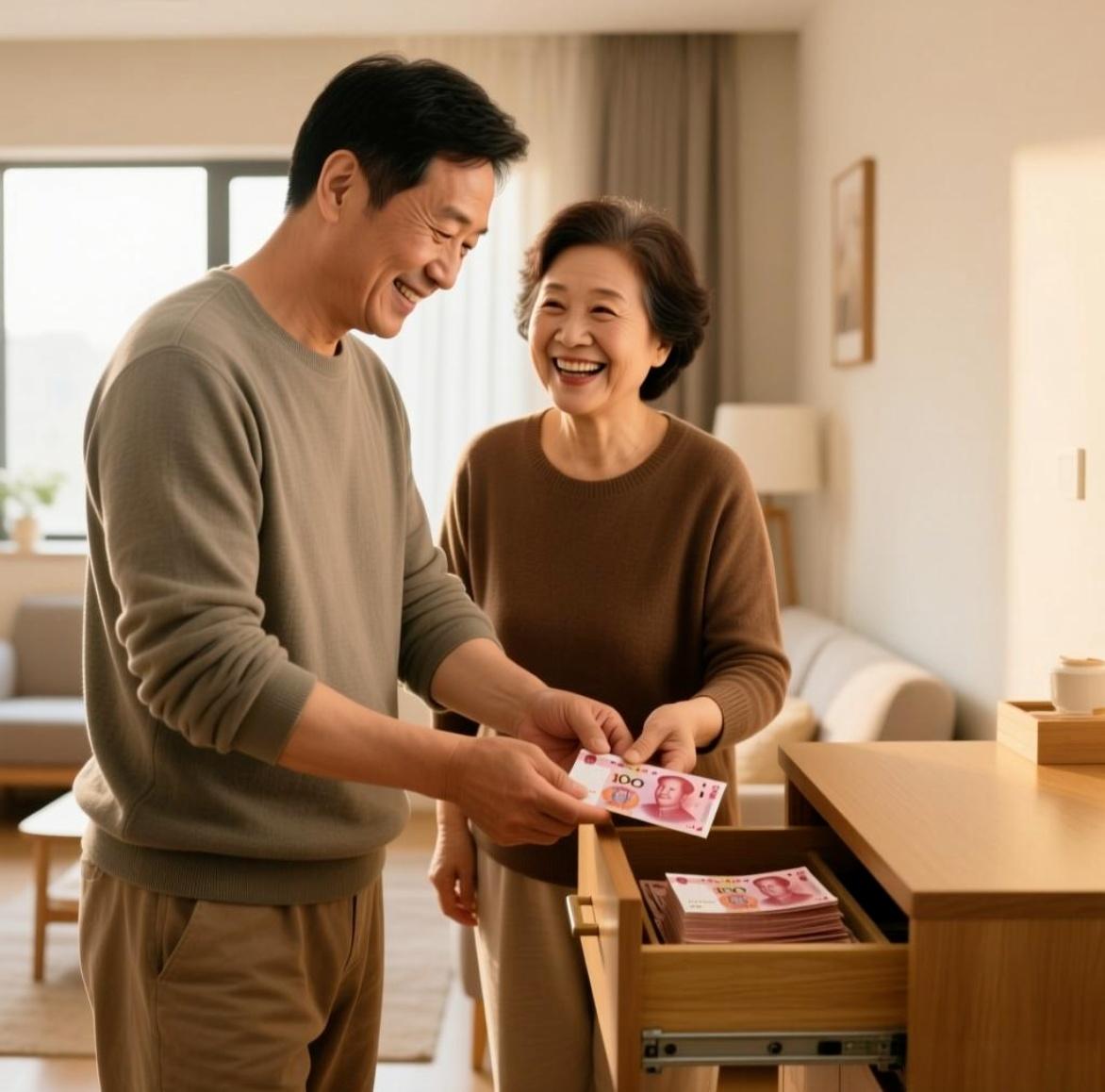 有退休金就是硬气，家庭也和睦。
我老叔退休以后每月领着退休金，日子过得踏实。堂哥