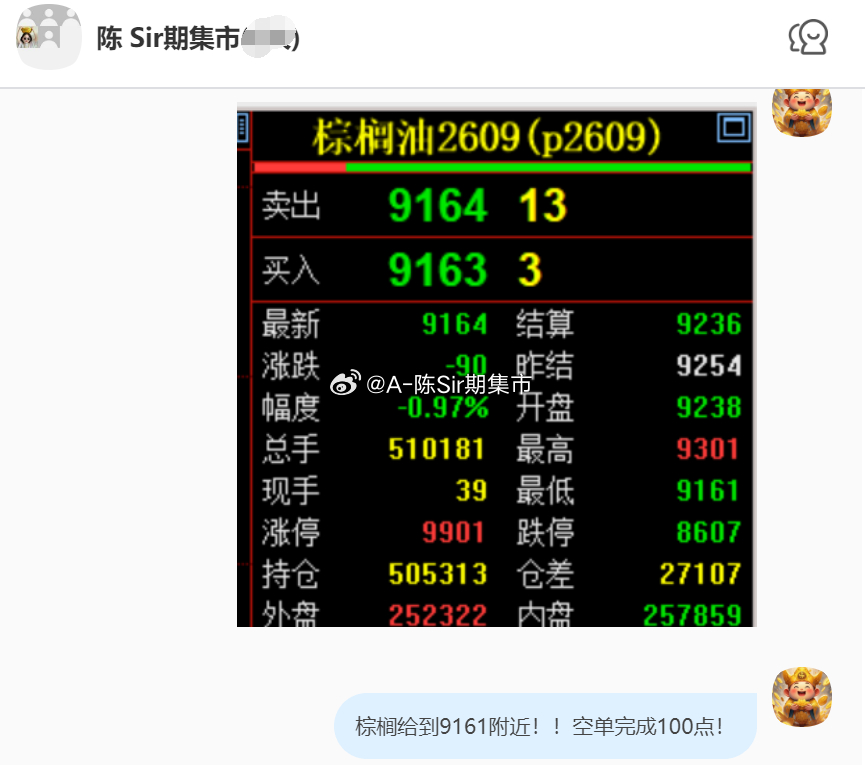 2026/7/2第六单【2609棕榈油】棕榈油完成100点！我们在9260附近空