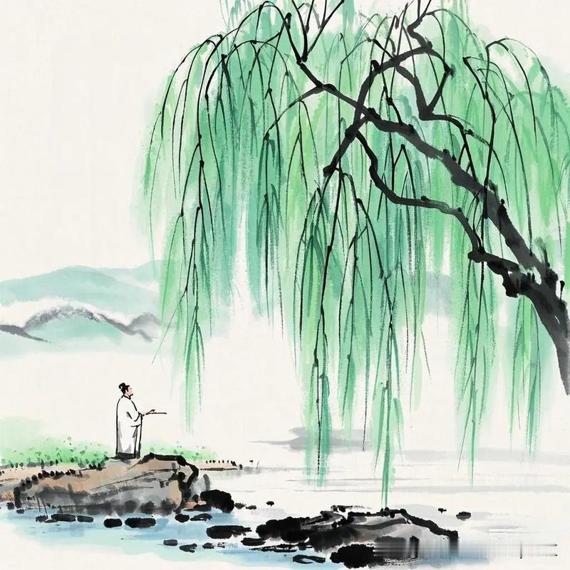 《齐安郡中偶题·其一》
—— 唐·杜牧
两竿落日溪桥上，
半缕轻烟柳影中。
多少