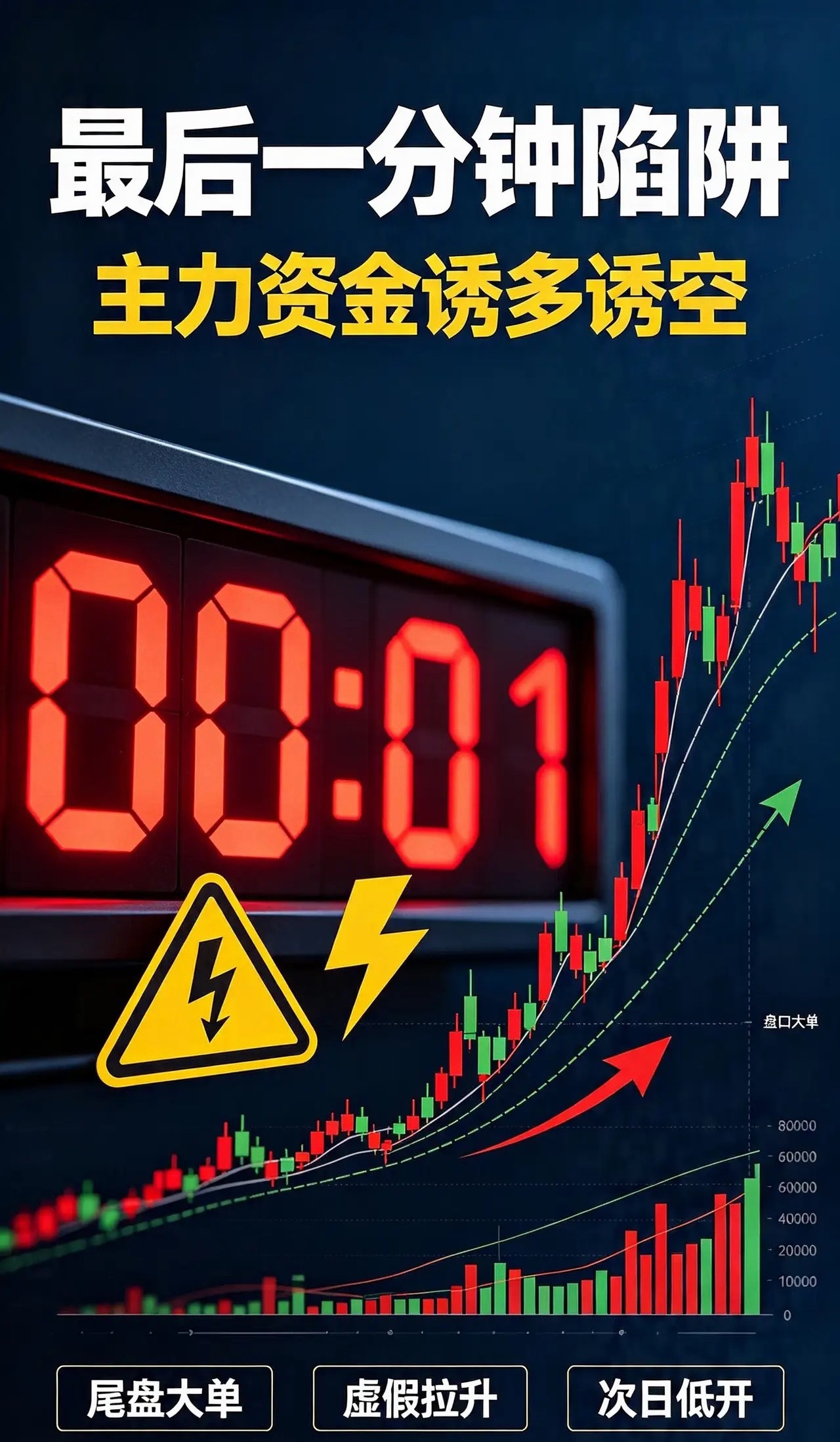 主力资金最后一分钟陷阱，散户极易踩坑不少股民盯盘只看尾盘大单，却忽略主力惯用的尾