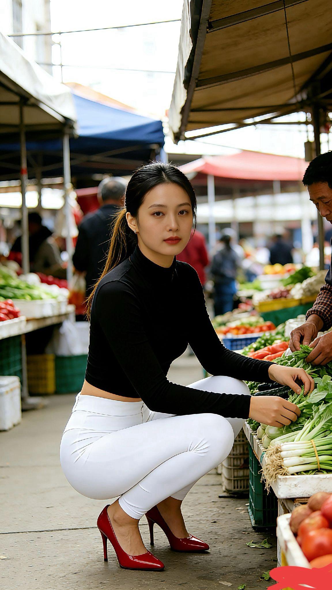 这么美还去买菜