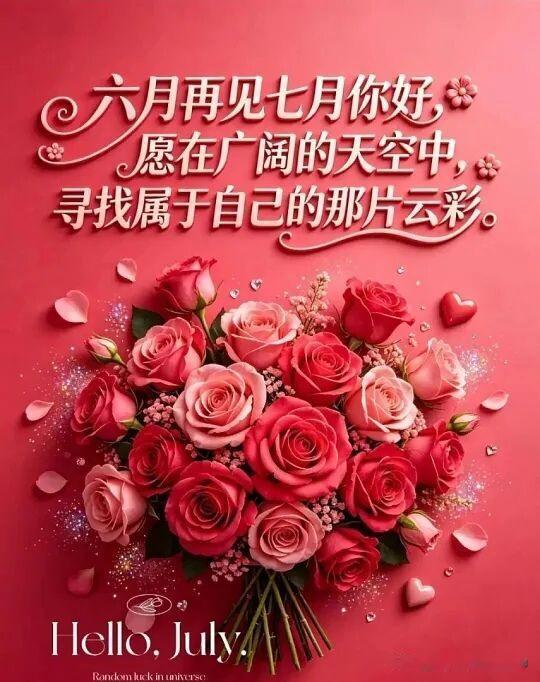 六月再见，七月你好，愿你像玫瑰般绚烂绽放！🌹💖