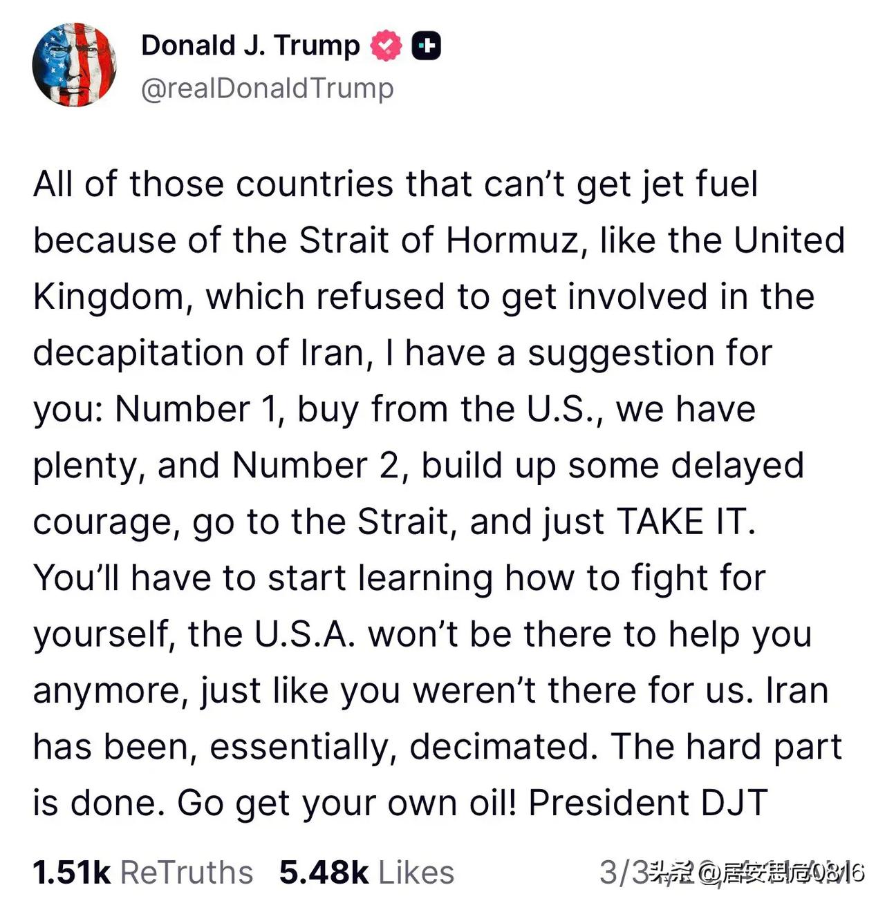 放火烧山，转身离开。告诉世人，他们只能自求多福了。