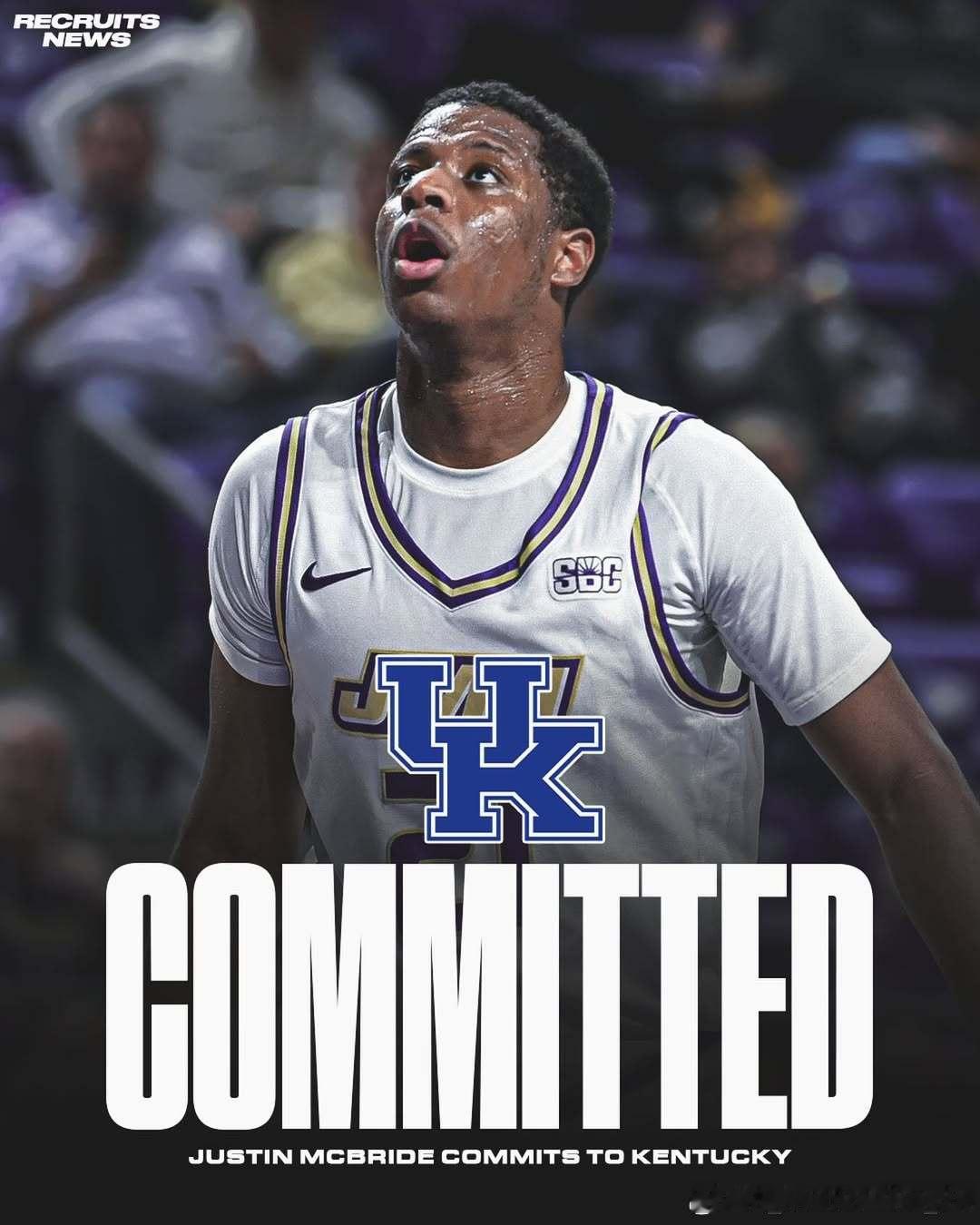 詹姆斯麦迪逊大学前锋贾斯汀·麦克布莱德(Justin McBride)转学加盟肯