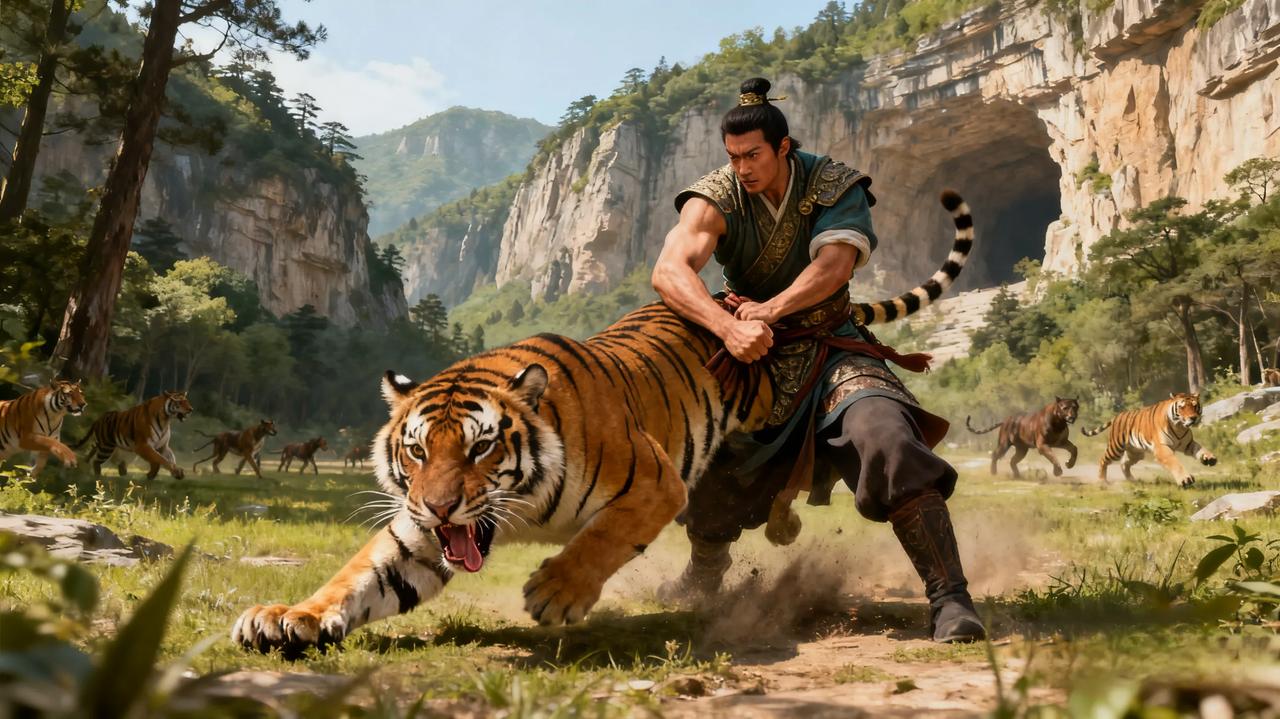 武松来了也得叫声哥！

“挟腰拔舌”是指左手夹住老虎的腰部，右手拔出老虎的舌头。