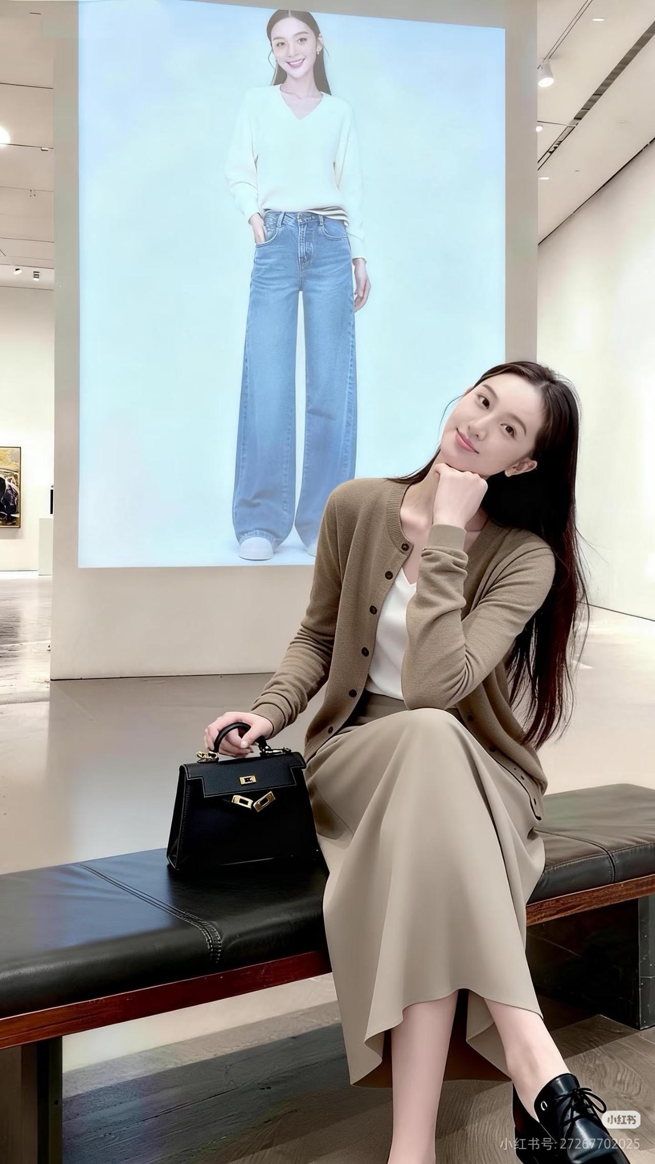 美人倚长凳，笑语如春风。