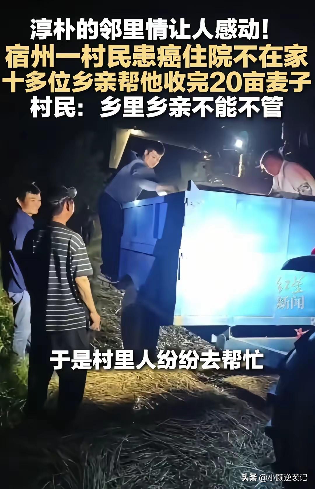 65岁老人住院，20亩小麦无人收割，没想到邻里这样做！在生活中我们常常会听到“远