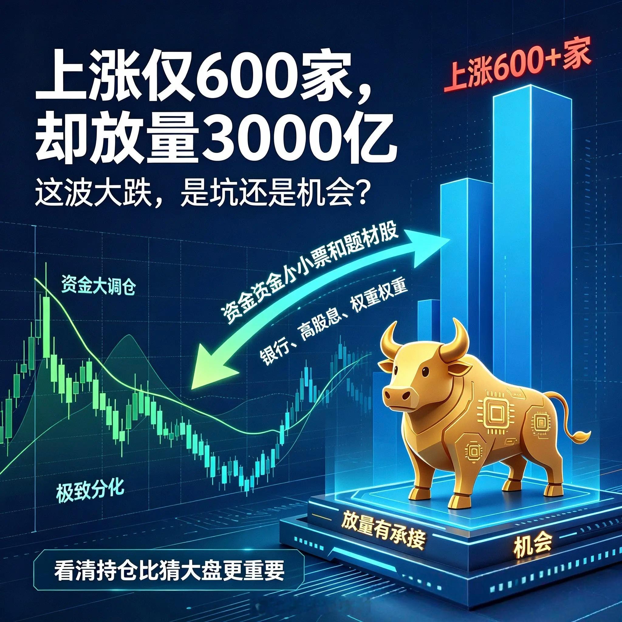 周日收盘，不少股民的账户绿得让人心里发慌。全市场上涨的股票才600多家，四千多只
