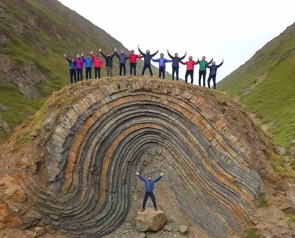 大地的褶皱，这种挤压来自地幔的运动 