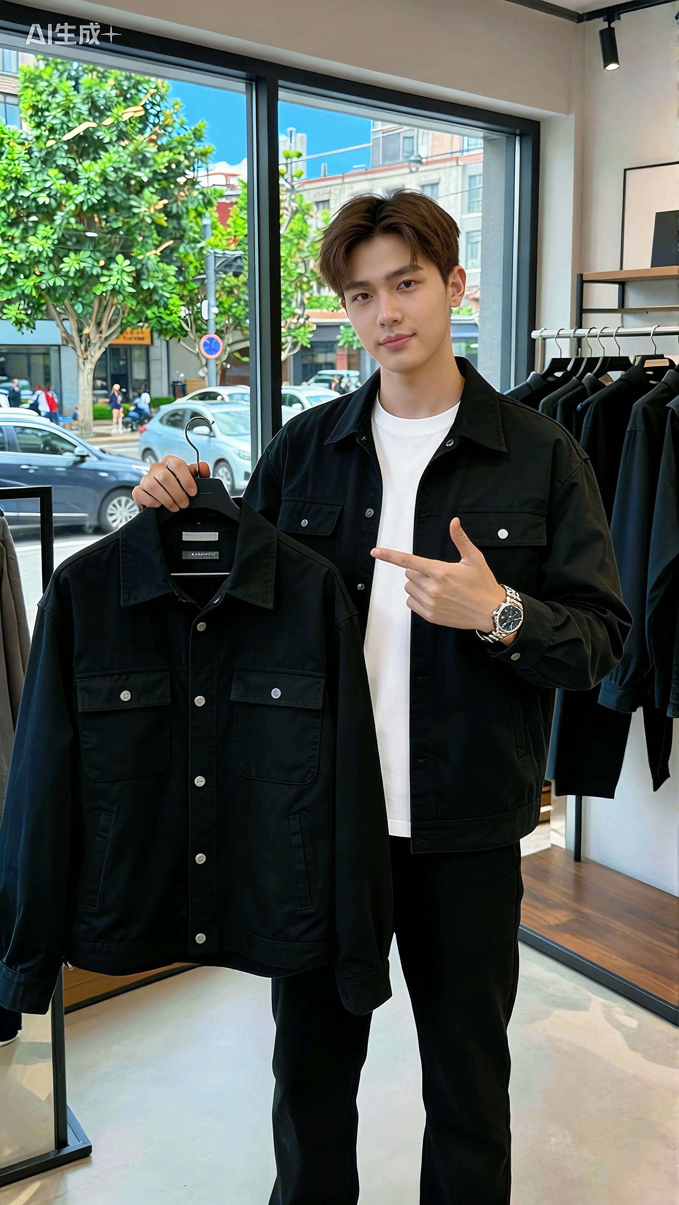 休闲白塔款长袖衬衫