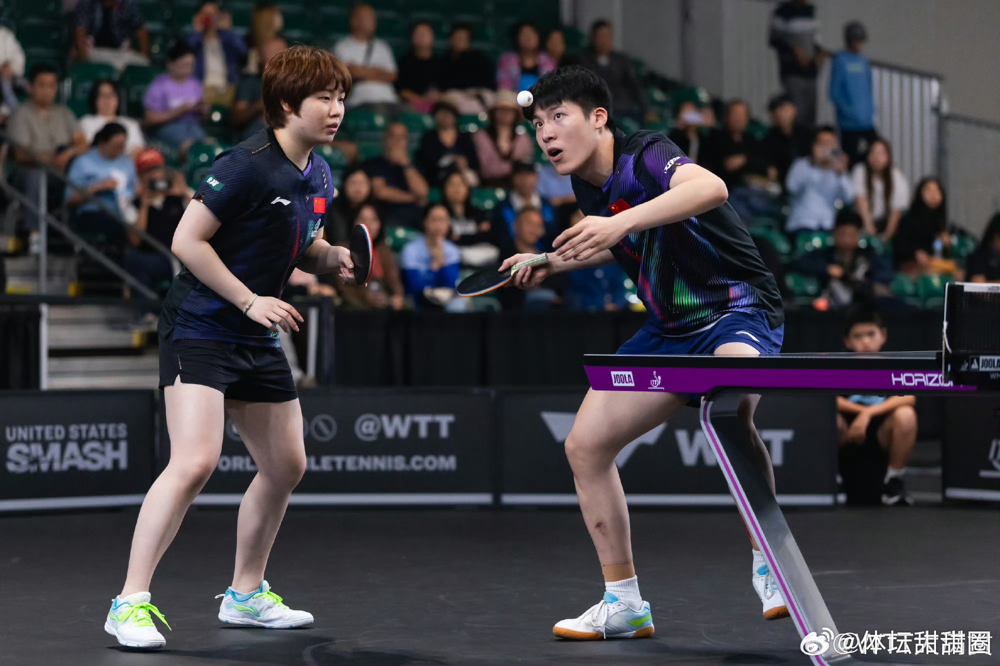 温瑞博蒯曼3比1松岛辉空张本美和WTT美国大满贯混双1/4决赛，温瑞博/蒯曼3-