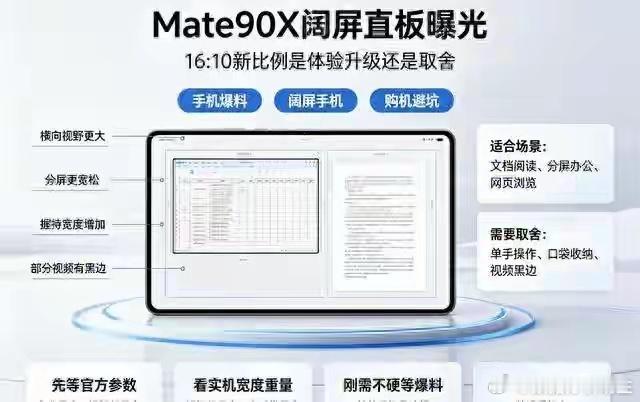 Mate90X要干嘛？16:10阔屏挑战直板机底线，华为这步棋谁敢跟？ ​​​