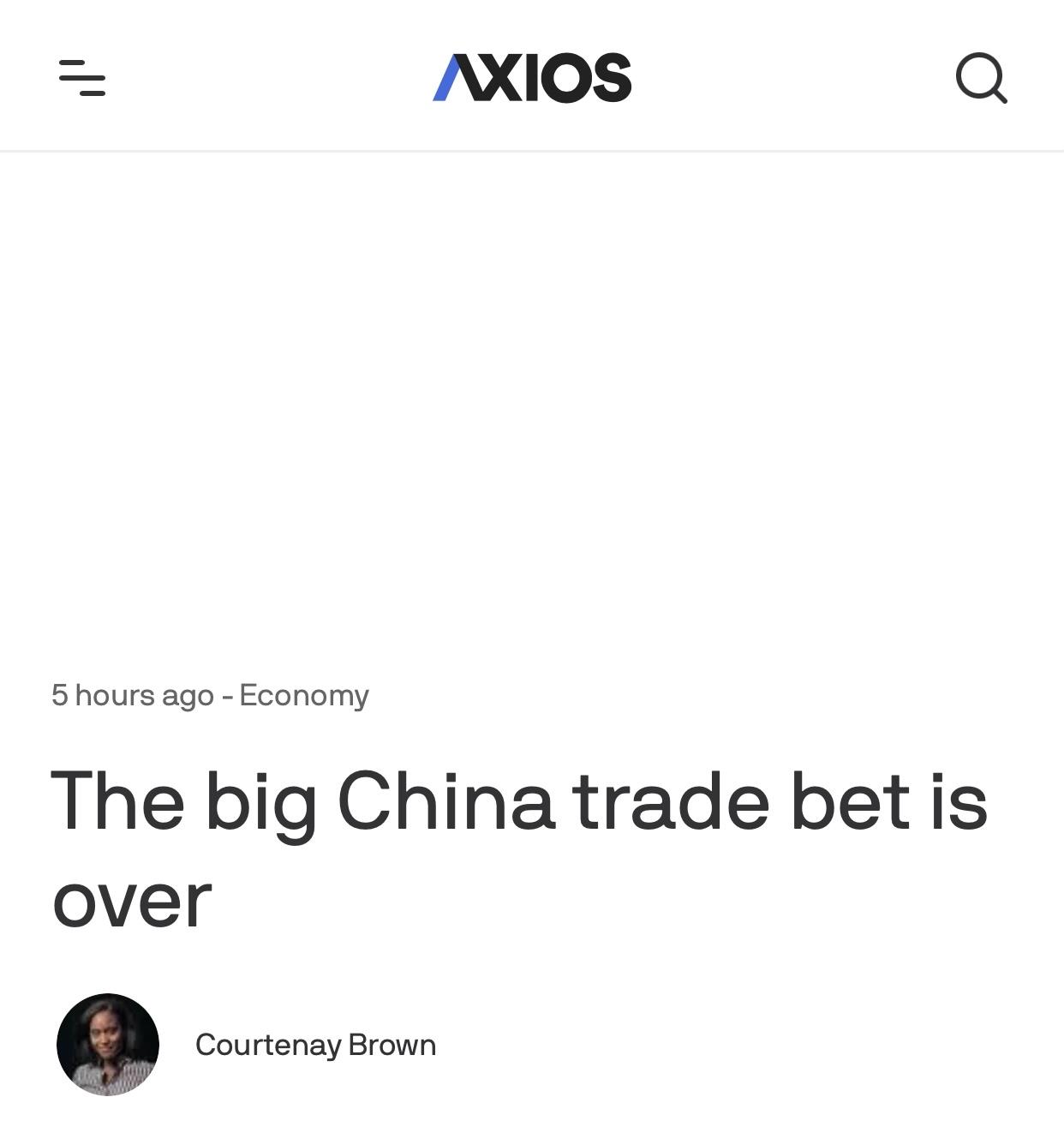 美媒：美国期望”以中国经贸改革推动政治体制改革”的赌注没戏了

美国媒体AXIO