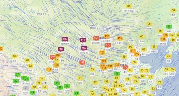 影响北京沙尘实况跟进
上游看到明显起来沙情况，内蒙古多地数值爆表，出现降雪和沙尘