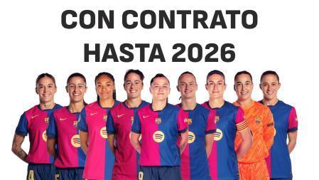 世体跟队消息：巴萨女足一线队目前在编18个人，其中9个人合同还有一年。而在这9个