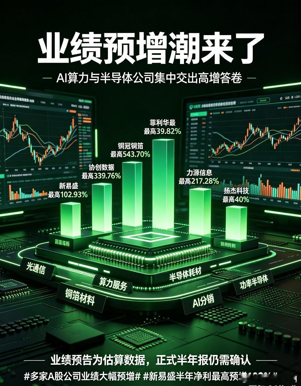 多家A股公司业绩大幅预增新易盛半年净利最高预增102%重磅财报速递：多家A股科技