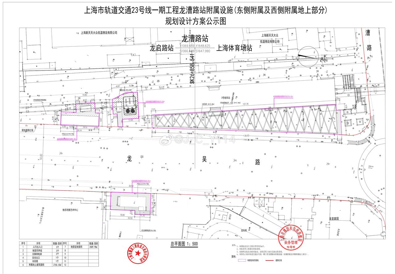 3号线部分将扩建：龙漕路站地面设施设计方案公示
龙漕路站位于龙吴路龙漕路路口南侧