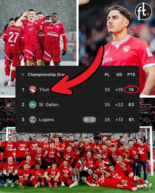 🏆🇨🇭瑞士创造了历史！图恩足球俱乐部正式加冕瑞士超级联赛冠军——这是俱乐部