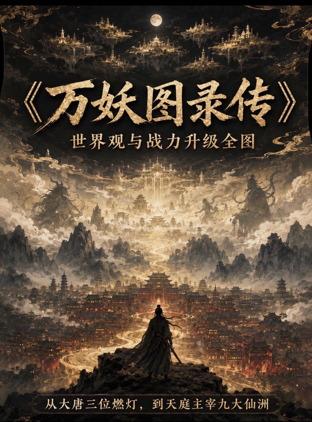 最近被《万妖图录传》这套完整世界观图直接震撼到！从小小的大唐王朝一路往上，层层揭