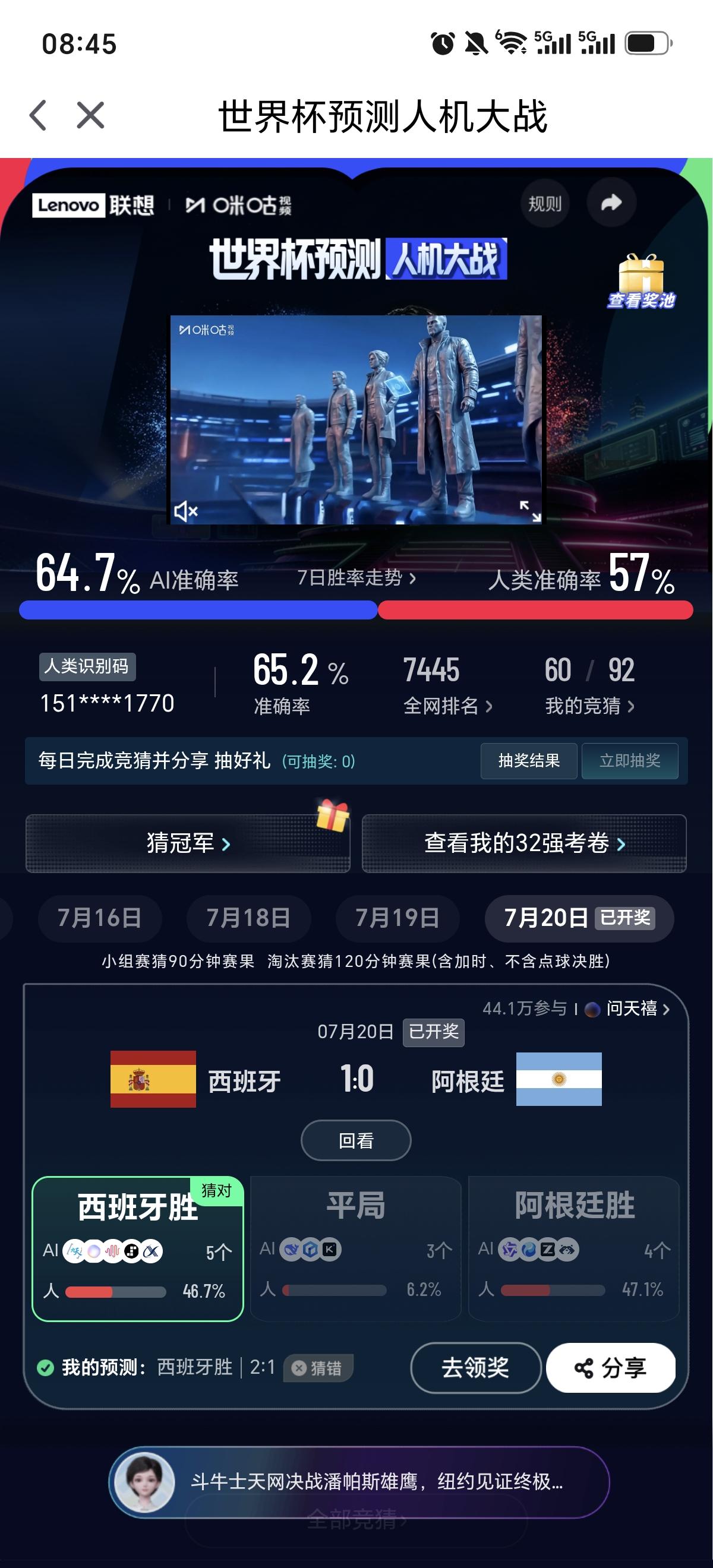 世界杯结束了，本人预测对了最终冠军的归属：西班牙。
       本届世界杯共计