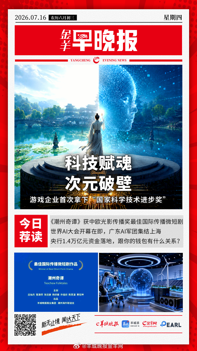 #金羊早晚报# 游戏企业首次拿下“国家科学技术进步奖” 同比增长4.7％！今年上