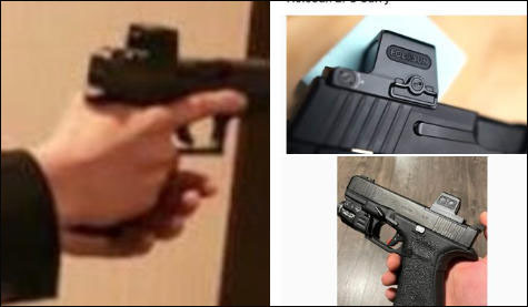 #特朗普特工的手枪瞄准镜疑似中国制造# 【白宫晚宴枪击案当晚，特朗普身旁特工配中