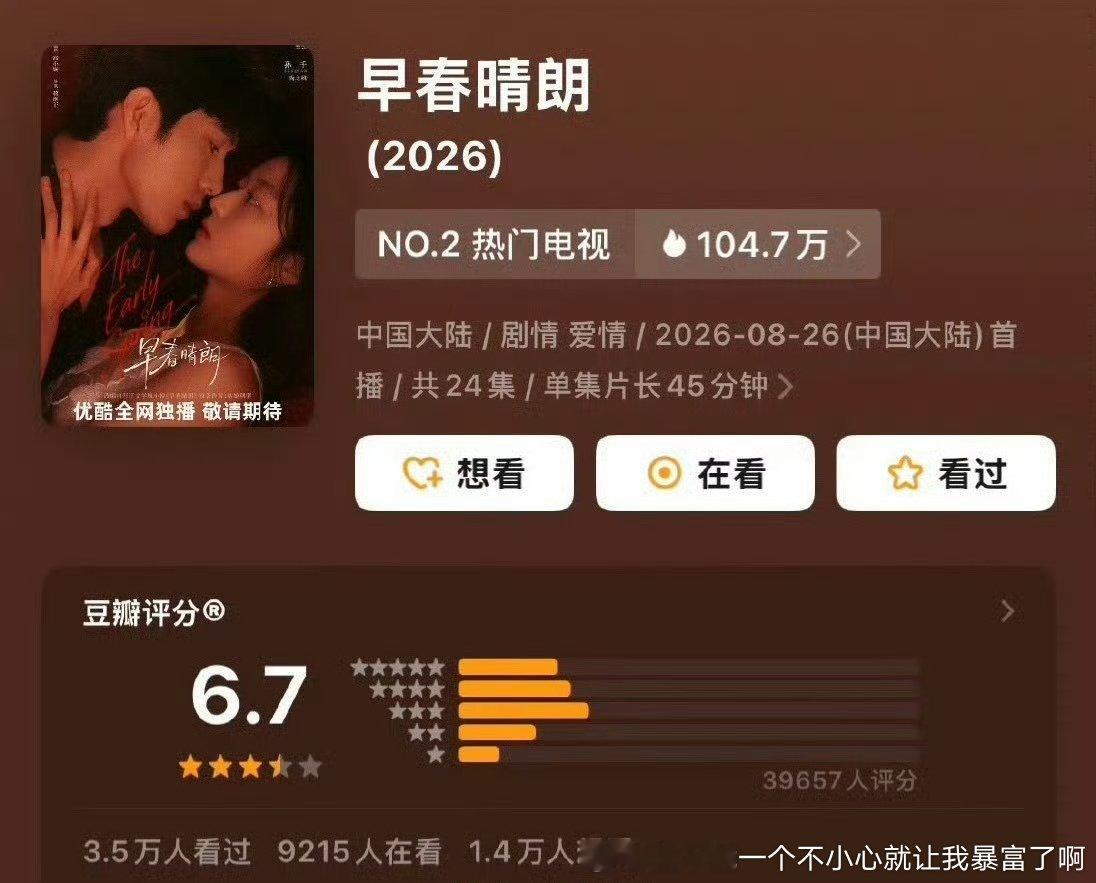 麻鸭收回“有点儿真实热度”的评价早春播完了才4万人打分[允悲]难怪两人内赞才两三