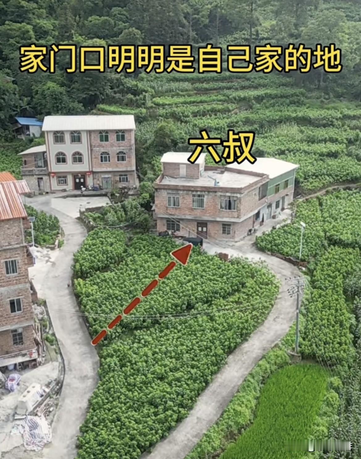 家门口明明是自己家的地，
最后六叔却选择从左边绕一下。
六叔为什么非要这样修路呢