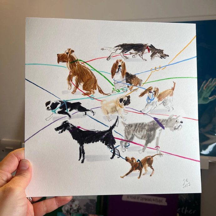小狗好像要从画里跑出来了Jenny Bloomfield小狗插画 可爱又生动🦮