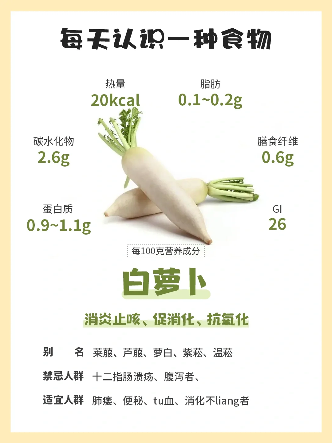 每天认识一种食物 | 白萝卜