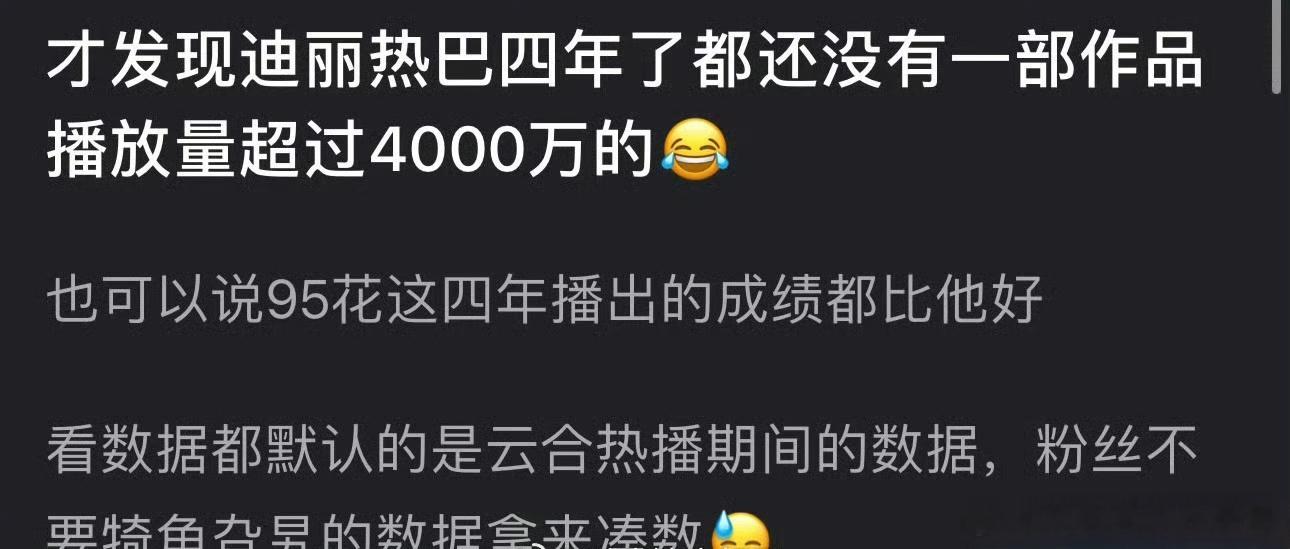 网友热议：迪丽热巴扛剧能力究竟如何？有说迪丽热巴四年都没一部作品播放量超过400